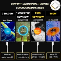 Realme kabel 80W tipe-c asli, kawat pengisi daya Super Dart Vooc untuk Realme Gt NEO 3T 3 2 Pro C55 8 10 11 Pro Plus