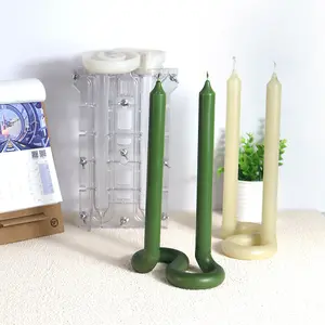 BS349 Candle Craft Making DIY Handmade Two petal Mold S shaped Base Double Rod PC Plastic Candle Mold Candle Long