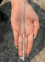 Bracelet tennis en diamant éternel de haute qualité, 14,06 carats, or blanc 14 carats, ovale, personnalisable, diamant cultivé en laboratoire, certifié CVD