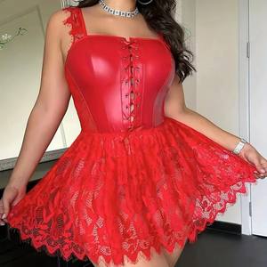 <span class=keywords><strong>Robe</strong></span> fourreau sexy en cuir effet mouillé pour femme, jupe mini moulante brillante en <span class=keywords><strong>latex</strong></span> avec ouverture érotique à l'entrejambe et poches aux hanches - Product Image 2