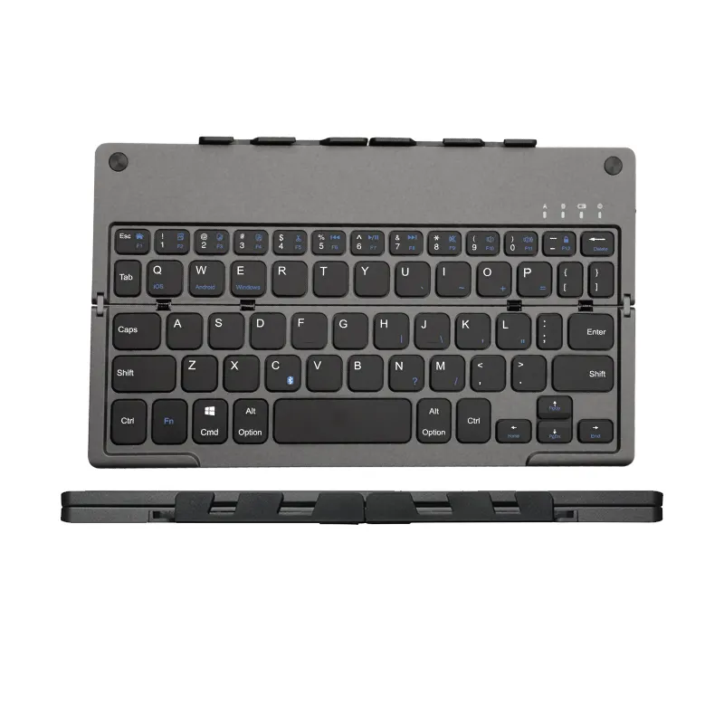 Keyboard lipat Mini, model lipat dengan dudukan untuk Windows Android IOS ponsel Tablet PC