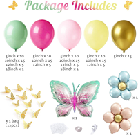 Kits d'arche de guirlande de ballons rétro vert et rose avec papillons pour la décoration de salle de mariage, ballons de fête, fournitures pour baby shower et anniversaire