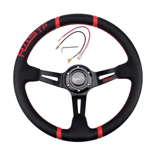 14inch PVC Leather Racing Car Steering Wheel JDM Universal Pull Drift Sports Steering Wheel