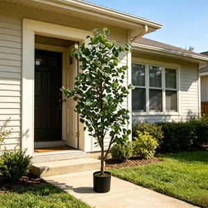 Luxury Real Wood Stem <b>Artificial</b> Eucalyptus Plant in White Pot Permanent Botanicals Greenery for Farmhouse Office Desk Aest - Product Image 4