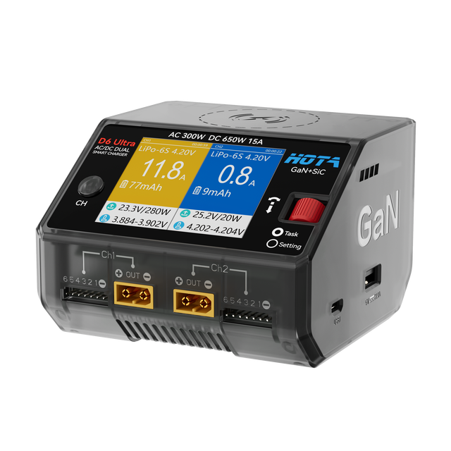 HOTA D6 Ultra 650W AC/DC 1-6S Dual Channel GaN Smart Battery Charger