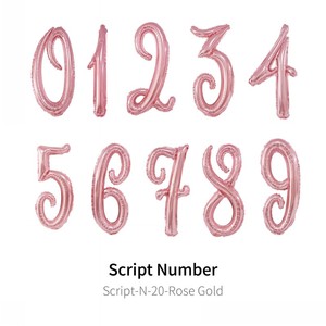 Globos numéricos cursivos de oro rosa de 20 pulgadas al por mayor Globos numéricos digitales minúsculas para decoración de fiesta de cumpleaños - Product Image 3