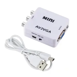 1080P Mini AV para VGA para AV RCA Conversor com 3.5mm de áudio AV2VGA VGA2AV CVBS Adaptador para PC para HD TV Converter NTSC PAL SXGA