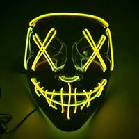 Nouveau Masque Lumineux LED PVC Purge 2026 Effet Luminescent Effrayant pour Fête d'Halloween avec 3 Modes d'Éclairage