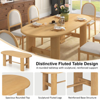 Ensemble de table à manger ovale en bois massif 7 pièces avec 6 chaises rembourrées, meubles de cuisine pour la maison, l'hôtel, l'appartement