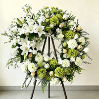 Couronne funéraire artificielle en soie, fleurs artificielles pour cimetière, décorations florales pour pierre tombale