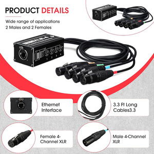 Caja Divisora <span class=keywords><strong>XLR</strong></span> de 3 Pines, Cable de Conexión a RJ45 Ethercon, Terminador <span class=keywords><strong>XLR</strong></span>/DMX/AES de 4 Canales, Adaptador Ethernet a <span class=keywords><strong>XLR</strong></span> - Product Image 6