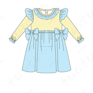 Flutter manches enfants enfant en bas âge petit bébé robe soeurs correspondant vêtements coton arc enfants filles robes - Product Image 1