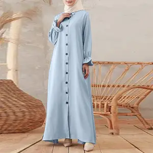 2023 이슬람 레저 국가 스타일 복고풍 여성의 카디건 라운드 넥 대형 스윙 원피스 이슬람 이슬람 로브