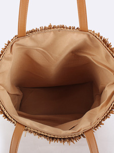 Nouveau Sac à Main en Laine pour Femme, Tendance Quotidienne, Décontracté, Vacances, Grande Capacité, Motif Tressé Simple et Frais, Fermeture Éclair à Franges, Tanjing - Product Image 3