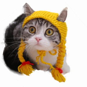 Chapeau de cosplay amusant pour animaux de compagnie, perruque réglable, bonnet tricoté pour chat - Product Image 1