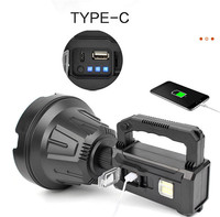 Linterna LED XHP50 más potente, reflector LED Solar de mano multifunción, foco LED portátil recargable tipo C