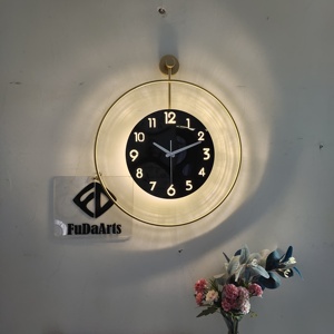 Reloj de Pared Decorativo de Metal de 50CM con Luz <span class=keywords><strong>Nocturna</strong></span> LED, Personalizado, Artesanal, Silencioso, de Cuarzo, Venta al Por Mayor, Dropshipping, DDP, WEEE - Product Image 1