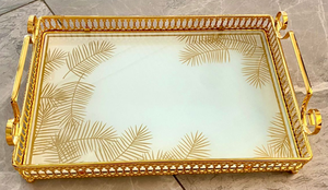 Vente en gros d'usine Décoration d'intérieur Mariage Luxe <span class=keywords><strong>Plateau</strong></span> en métal et <span class=keywords><strong>verre</strong></span> Tasses et plateaux de service pour aliments et boissons en vente - Product Image 2