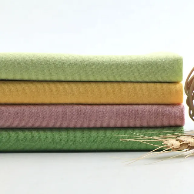 Tissu simple en coton tricoté, étoffe douce de couleur jaune pour confection de robes personnalisées, 100 coton