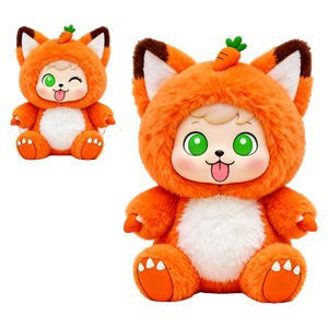 Cadeau d'anniversaire pour enfants, filles, jouet en peluche, adorable lapin rose, poupée en peluche avec <span class=keywords><strong>carotte</strong></span> sur la tête, yeux en forme de cœur - Product Image 4