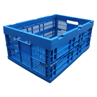 Boîte de rangement pliable JOIN bleu-vert en plastique, ventilée et empilable, pour fruits, légumes et entrepôt