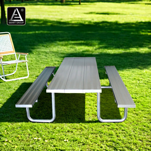 Modern Restaurant Garden <b>Outdoor</b> Aluminum Camping Picnic <b>Table</b> <b>and</b> Chairs Heavy Duty Aluminum Dining <b>Table</b> With <b>Benches</b> AL-02 Di - Product Image 6