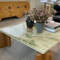 Table basse ronde en onyx vert naturel pour salon, vente en gros