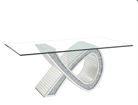 Table à manger rectangulaire de luxe avec miroir scintillant, 6 à 8 personnes, table de banquet en verre trempé pour la maison et le restaurant