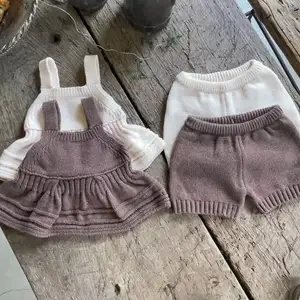 100% coton Vintage Styl;e bio tricot bébé robe et Bloomer ensemble