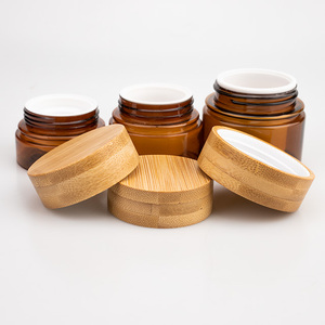 Vietnam WeWood personnalisé Double paroi bambou en bois Flip Top Cap cosmétique vis couvercle crème soin du visage bouteille acrylique bocaux emballage - Product Image 1