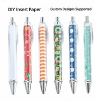 Stylo bille DIY à insertion de papier enroulable 1,0 mm, en plastique transparent, type à pression, avec rouleau de papier remplaçable, pour cadeau promotionnel, vente en gros