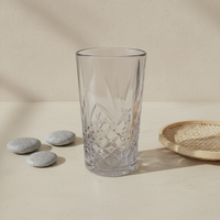 Vaso de Agua Clásico de Plástico PC Irrompible de 400 ml, Libre de BPA, Transparente, Corte Diamante, Apto para Lavavajillas, para Restaurantes y Hoteles