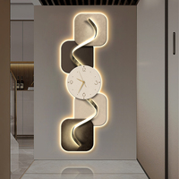 Peinture décorative moderne de luxe pour salon et véranda avec horloge et lampe LED, peinture murale abstraite, peinture murale suspendue