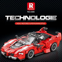 Reobrix 686 Modèle de Voiture de Sport, Véhicule Classique Urbain, Briques de Construction, Jouets, Ornements de Bureau, Jouets DIY pour Enfants, Ensembles de Blocs de Construction pour les Fêtes