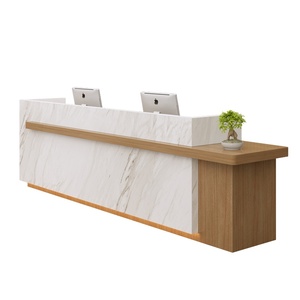 Bàn tiếp tân hiện đại có thể tùy chỉnh bằng đá cẩm thạch đơn giản cho các trường học phòng khách cho khách sạn quầy thu ngân quầy nướng sơn - Product Image 6