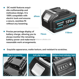 Batterie lithium-ion prismatique de remplacement 4,0 Ah 18 V CC pour outil électrique sans fil, perceuse 18 V - Product Image 1