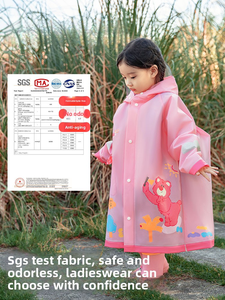 Toptan çocuk yağmurluğu <span class=keywords><strong>EVA</strong></span> uzun su geçirmez ceket sırt çantası hafif panço yağmurluk öğrenciler için - Product Image 5