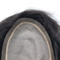 AU Durable Naturel Délié Mâle Perruques Système De Remplacement De Cheveux Humains Base De Soie Top Respirant Prothèse Capillaire Pour Hommes