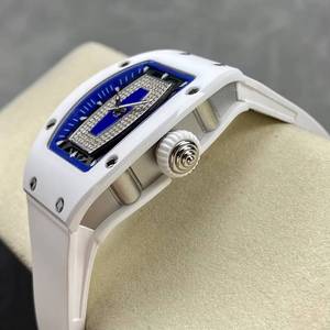 2026 New 0701 Barrel Shaped Waterproof Full Diamond Blue Dial Fashion ladies' Business Dating Leisure <b>Mechanical</b> <b>Watch</b> - Product Image 5