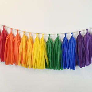 <span class=keywords><strong>Guirlande</strong></span> de pompons en papier <span class=keywords><strong>crépon</strong></span> pour la décoration de fête et de la maison - Product Image 5