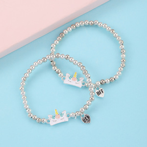 Bracelet Licorne Dessin Animé Fait Main pour Enfants, Perles Élastiques à Gouttes d'Huile, Vente Chaude - Product Image 2