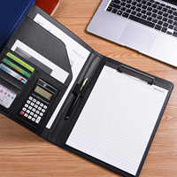 Porte-documents professionnel de luxe en cuir PU A4 avec calculatrice, logo personnalisé, organiseur de documents exécutif pour le bureau