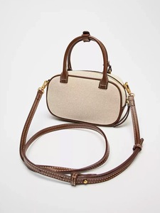 Mini Borsa Premium da Donna Marrone Scuro con Decorazione a Filo, Elegante Piccola Borsa a Secchiello con Chiusura a Cerniera, Borsa a Tracolla - Product Image 3