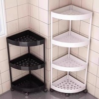 Étagère de rangement en plastique à trois niveaux pour salle de bain et douche, support d'angle sans perçage pour cuisine