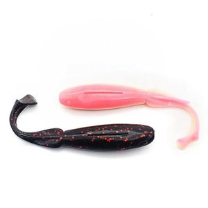 Campioni gratuiti all'ingrosso di plastica morbida richiamo di pesca pesca morbido Shad doppio colore Silicone esca T coda Wobblers - Product Image 2