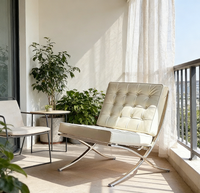 Kundenliebling Barcelona Loungesessel Übergroßes Sitzdesign Lederpolsterung Hochdichter Schaumstoffkissen Einzelsofa