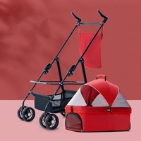 Poussette pour animaux de compagnie Double chien chat Teddy bébé poussette petit animal de compagnie voiture léger pliant séparable Cage