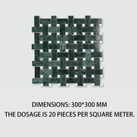 Mosaïque en marbre naturel KBMosaic G2P - Motif cannage moderne - Couleurs vert, blanc, noir - Pour usage intérieur et extérieur, salle de bain