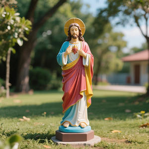 カスタムメイドのブロンズ製イエス像 屋外装飾 手彫り金属工芸 実物大 カラフルな宗教テーマ - Product Image 1