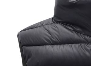 Men's Black <b>Quilted</b> Vest Stand Collar Zipper Closure Windproof Casual Winter Outerwear With Pockets Solid Color Front Logo - Product Image 5